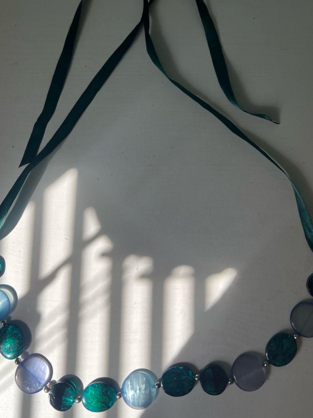 Handcrafted Teal and Blue Glass Disc belt